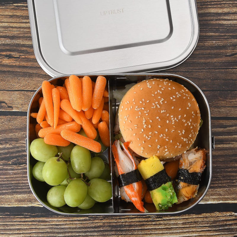 UPTRUST Leak Proof Stainless Steel Lunch Food Container, Large Bento Boxes Metal Lunch Box for Kids or Adults - Lockable Clips (1400ML/47oz) - Image 2